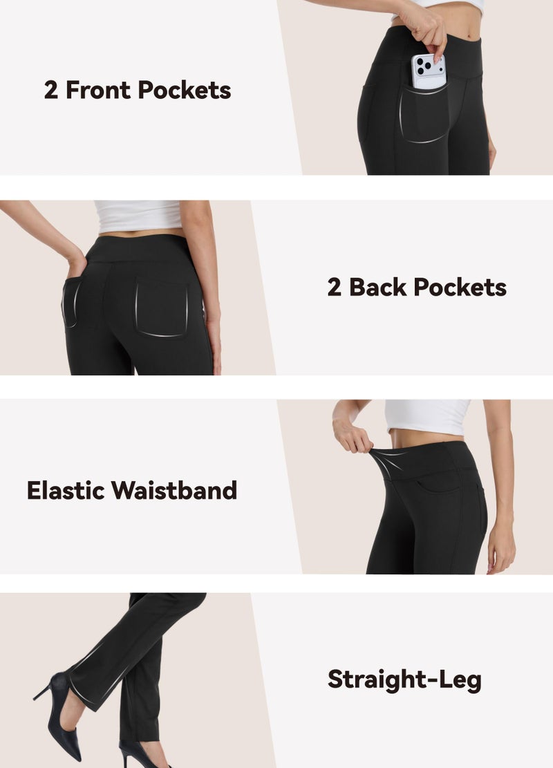 Safort Women's Yoga Pants Straight Leg Yoga Dress Pants 28"/30"/32"/34" Long Tall Inseam Stretch Slacks with Pocket for Workout 34'', Black, XXL - Image 5